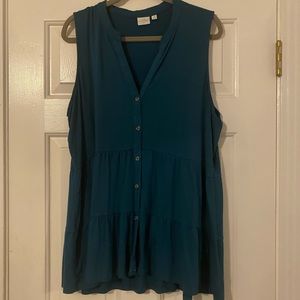 New Directions teal blue tank blouse size 1X